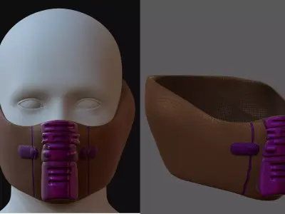 Gas mask helmet 3d model scifi Low-poly  Low-poly 3D model