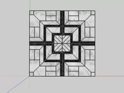 Black - White - Marble Tile - 2ft x 2ft 3D model