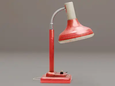 Vintage Red Table Lamp PBR Low-poly 3D model