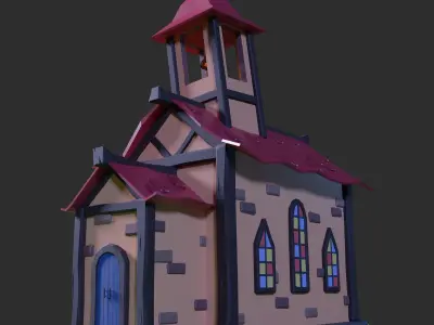 Low poly church Low-poly 3D model purchase