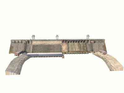 Hydroelectric power station Low-poly 3D model