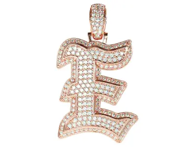 Tattoo fonts E alphabet pendent 3D print model