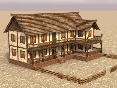 Medieval house fifteen 14 Low-poly 3D model
