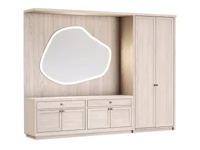  Wooden Hallway with Mirror  3D model