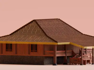 Traditional Houses - Rumah Nuwo Sesat Low-poly 3D model