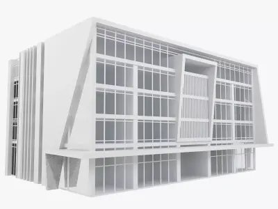 building low poly 8 modern office Low-poly 3D model