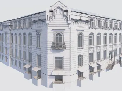 Classic residential building for the European Street 9 3D model Low-poly 3D model