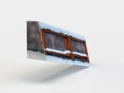 Rampart window with snow Low-poly 3D model