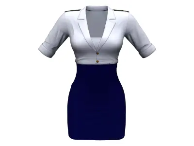 Female Admiral Marine Uniform Low-poly 3D model