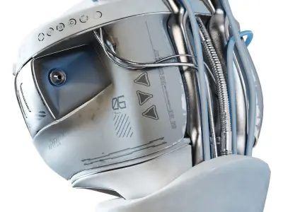 Futuristic Humanoid Robot Low-poly 3D model