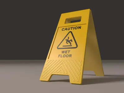 Wet Floor Sign Free low-poly 3D model