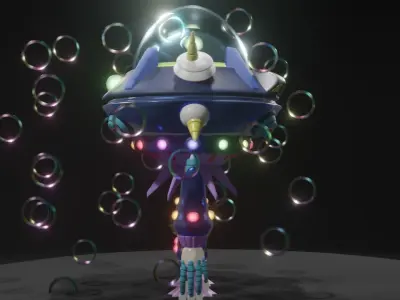 Gigabolt-Man-O-War spaceship with lights 3D model