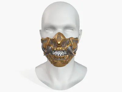 Mask Oni Robot Samurai Mecha Low-poly 3D model
