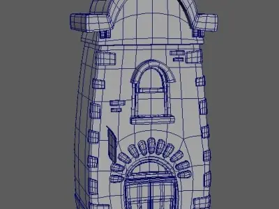 Cartoon Town House Building 3D Model Low-poly 3D model buy