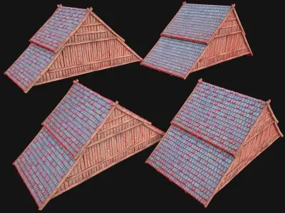Medieval Tile Roof  Constructor Low-poly 3D model