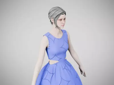 Dress 32 Very Light Blue With Design Low-poly 3D model
