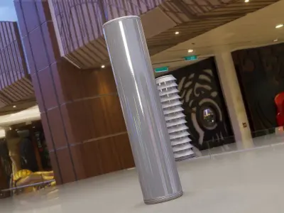 Low-Poly Basic Light Column 25- Street Light Set-9 Low-poly 3D model