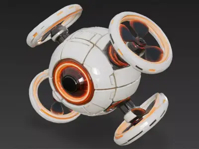 Spherical Recon Drone Low-poly 3D model