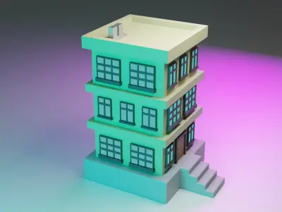 Simple High Rise Low-poly 3D model