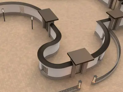 Modular round walls and gates 3D model