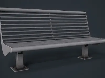 Metal Modern Bench 25 PBR Game Ready Low-poly 3D model
