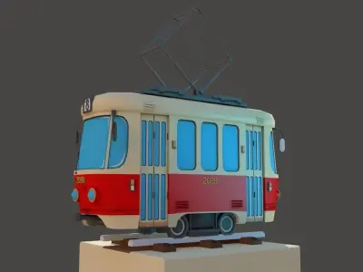 Old City Tram Tatra T3 Low-poly 3D model