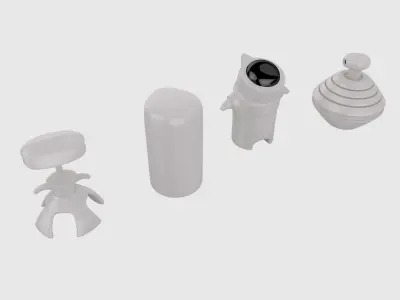 Robots set of Low-poly 3D model