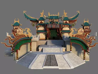 Chinese style Buildings Low-poly 3D model
