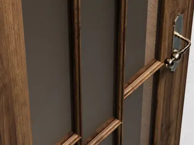 3D Wooden Door Low-poly 3D model- GLASS DOOR Low-poly 3D model Free low-poly 3D model