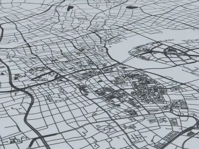 Shanghai Road Network and Streets 3D model