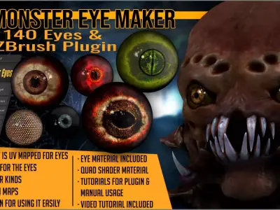 Monster Eye Maker 140 Eyes and ZBrush Plugin 3D model