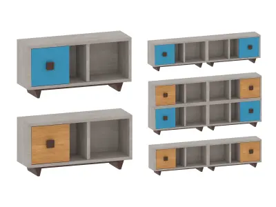 Modular TV stand Low-poly 3D model