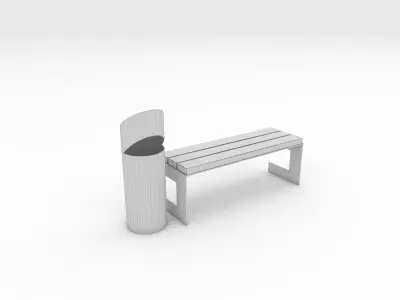 Bench Park 44 Low-poly 3D model