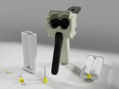 Dental Impression Material - Silicone and dispenser 3D model