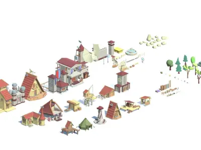 Fantasy Town Low Poly Pack by Phoreen Low-poly 3D model