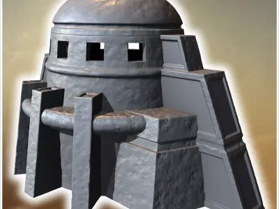 Round-domed watchtower with angular supports narrow windows and  3D print model