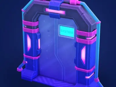Stylized Hand-Painted SCI FI DOOR Game Asset Low-poly 3D model