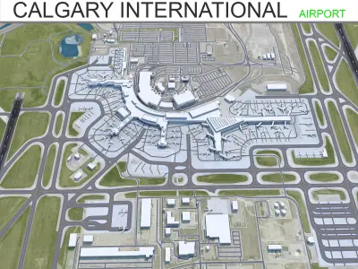 Calgary International Airport 12km Low-poly 3D model