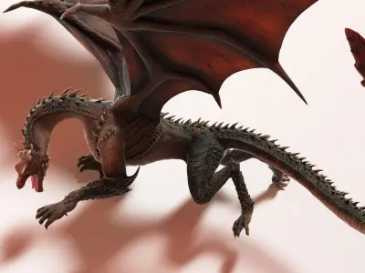 Fantasy Dragon Creature and Skeleton Rigged Collection 3D model