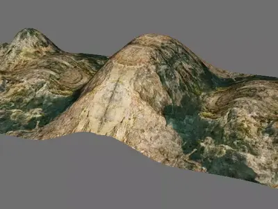 Realistic 3D Mountain Terrain Game Ready Landscape Model  Low-poly 3D model