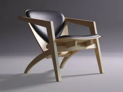 Butterfly chair made of wood and leather 3D model