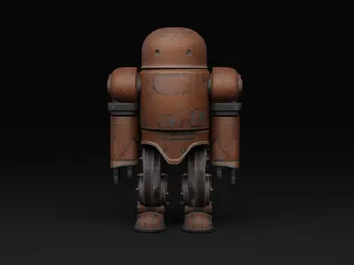 Old Robot humanoid A2 - rigged Low-poly 3D model