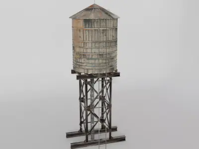 Water tank rooftop game ready asset Low-poly 3D model