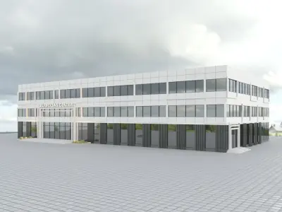Modern school Building Exterior scene 3D model
