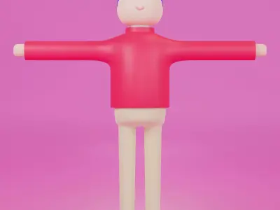 3D Character man cartoon art t post All parts can be separated Free 3D model