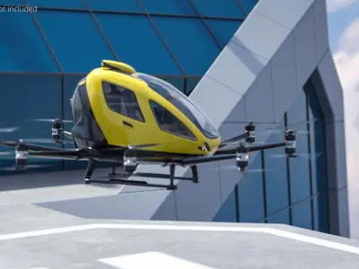  Urban Air Mobility Drone Vehicle Yellow 