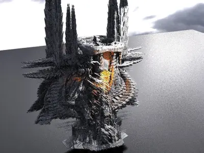 Energy Spiral Fusion Core Towers Kitbash 3D model
