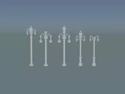 Street lights lamp post 3D print model