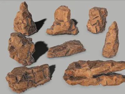 Mountain desert Rocks - 3D Models PBR Pack 04 Low-poly 3D model