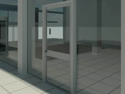 Emergency Curtain Wall Panel Door 3D model